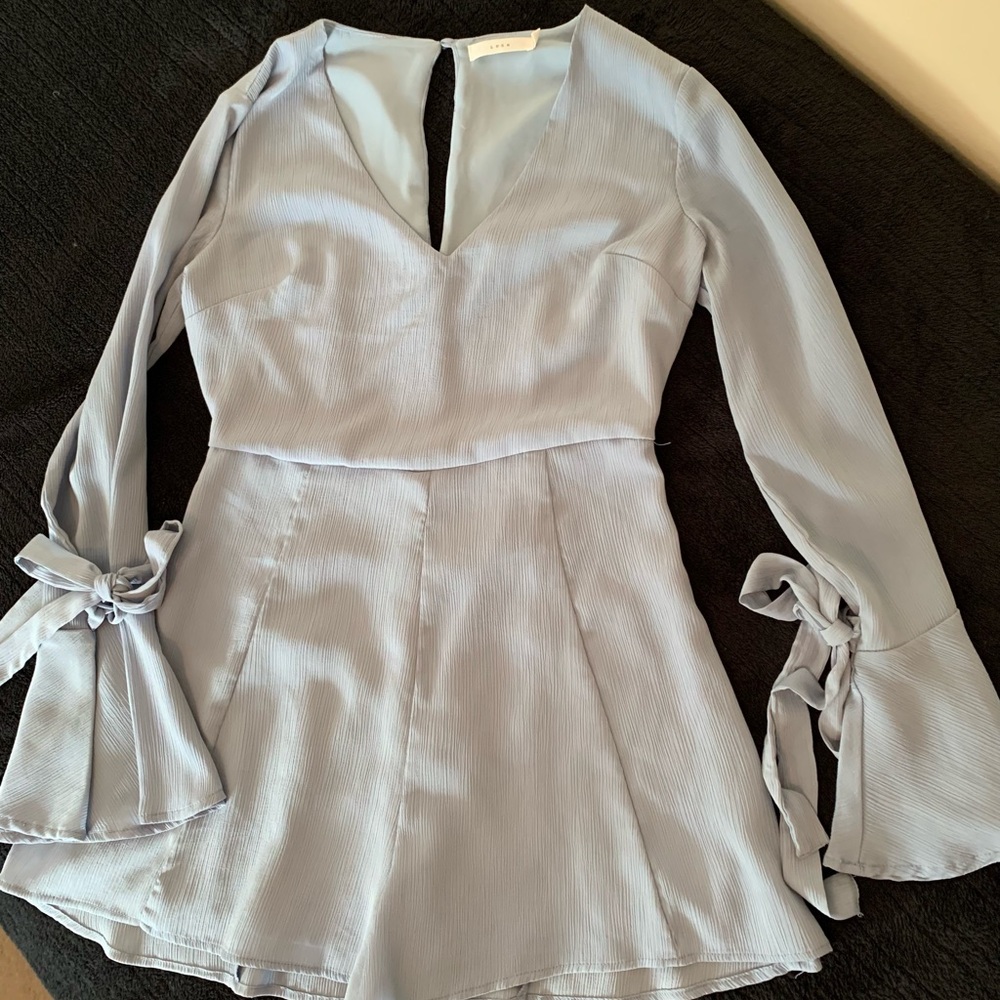 Lush light blue long sleeve romper